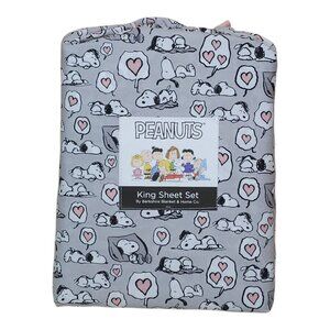 Peanuts Snoopy King Sheet Set By Berkshire Hearts Valentines Polyester Soft